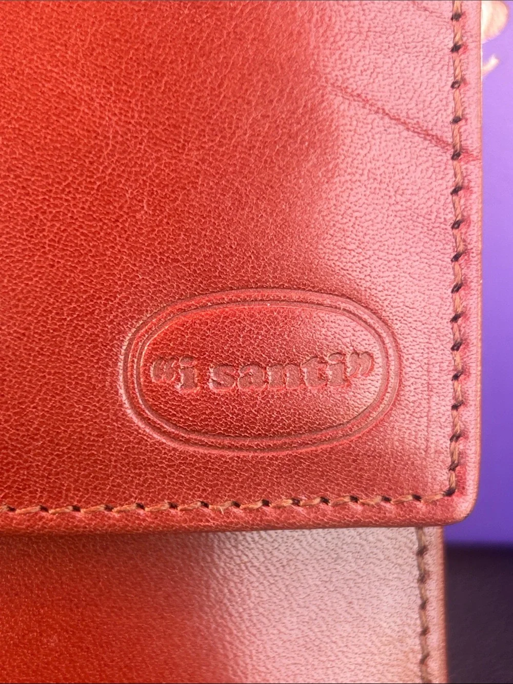 I Santi Made in Italy Leather Organizer Wallet Clutch Cognac Brown Vinta